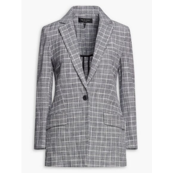 💕RAG & BONE💕 Ames Deconstructed Check Tweed Relaxed Fit Blazer Grey 8 NWT - Picture 10 of 16